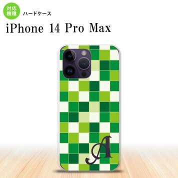 iPhone14 ProMax iPhone14 Pro Max スマホケース 背面ケース ハードケース スクエア モザイク 緑 +アルファベット 2022年 9月発売 nk-i14pm-1022i