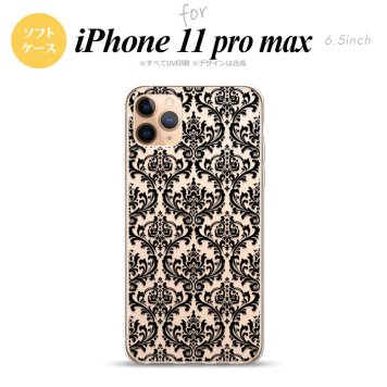 iPhone11ProMax iPhone11pro max スマホケース ソフトケース ダマスク B クリア 黒 メンズ レディース nk-i11pm-tp1026