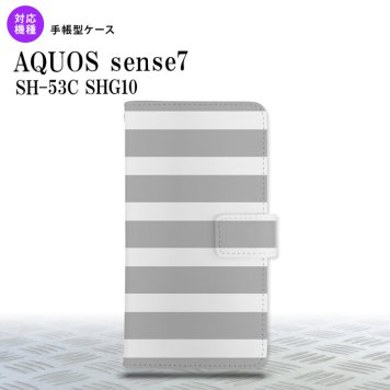 sense7 sense7 手帳型スマホケース カバー ボーダー 大 グレー 白 2022年 11月発売 nk-004s-sens7-dr793