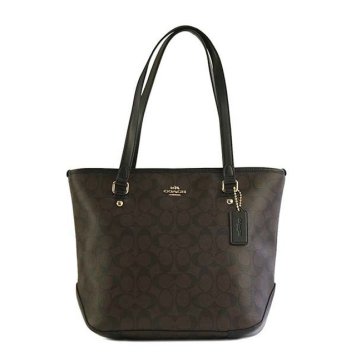 コーチファクトリー アウトレット COACH FACTORY バック F58294 IMAA8 ラグジュアリー シグネチャー ジップ トートバッグ ショルダーバッグ BK/BR ブラック＋ブラウン