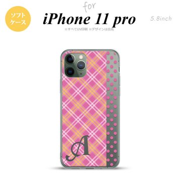 iPhone11Pro iPhone11 Pro スマホケース ソフトケース タータン ドット ピンク +アルファベット メンズ レディース nk-i11p-tp1532i