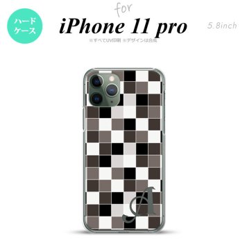 iPhone11Pro iPhone11 Pro スマホケース ハードケース スクエア モザイク グレー +アルファベット メンズ レディース nk-i11p-1016i