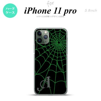 iPhone11Pro iPhone11 Pro スマホケース ハードケース 蜘蛛 巣 A 緑 +アルファベット メンズ レディース nk-i11p-936i