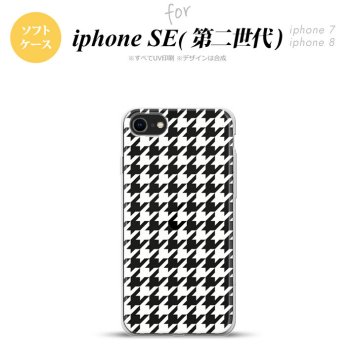 iPhoneSE 2 第二世代 iPhone8&iPhone7 共用 スマホケース 背面カバー ソフトケース 千鳥 格子 大 白 クリア おしゃれ かわいい かっこいい メンズ レディース nk-ise2-tp929