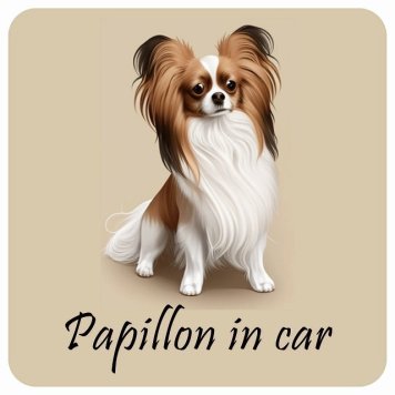 ドッグ カーステッカー イラスト付 Dog in Car パピヨン Aタイプ セーフティサイン 犬種別 正方形 13x13cm シール リア あおり運転対策 Dog Sticker 屋外 屋内 防水 かわいい おしゃれ 安全対策 カーサイン