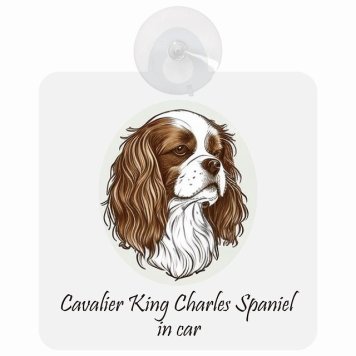 Cavalier King Charles Spaniel キャバリアキングチャールズスパニエル Aタイプ 車 窓ガラス 吸盤タイプ カーステッカー 犬 かっこいい おしゃれ イラスト付 DOG IN CAR ドッグインカー ドッグオンボード 安全対策 セーフティサイン デコ 外出 ドライブ カーサイン 吸盤