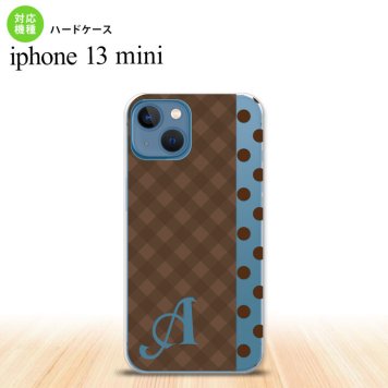 iPhone13mini iPhone13 mini ケース ハードケース チェック ドット 茶 +アルファベット  nk-i13m-1525i