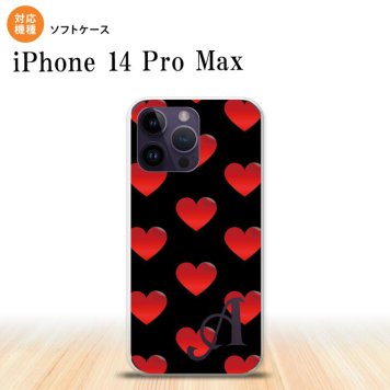 iPhone14 ProMax iPhone14 Pro Max スマホケース 背面ケースソフトケース ハート A 黒 赤 +アルファベット 2022年 9月発売 nk-i14pm-tp117i