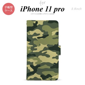 iPhone11Pro iPhone11 Pro 手帳型スマホケース カバー ウッドランド 迷彩 緑  nk-004s-i11p-dr1157