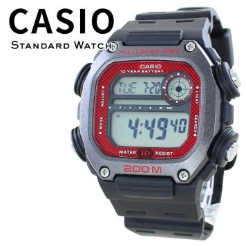 箱なし カシオ 腕時計 メンズ CASIO ブラック レッド デジタル 200m防水 10年電池 ワールドタイム ストップウォッチ タイマー アラーム LEDライト スポーツ アウトドア 海外モデル 逆輸入 誕生日 プレゼント ギフト 成人 卒業 入学