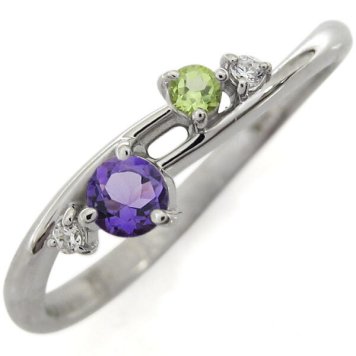 プラチナ シンプルリング アメジストリング 上品 婚約指輪