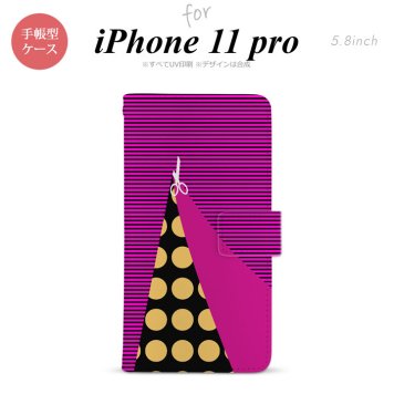 iPhone11Pro iPhone11 Pro 手帳型スマホケース カバー はさみ ビビット ピンク  nk-004s-i11p-dr1345
