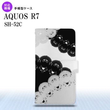 SH-52C AQUOS R7 手帳型スマホケース カバー レース 黒 白  nk-004s-r7-dr726