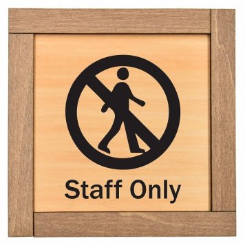 Staff Only スタッフオンリー 木枠付 木製トイレプレート サインプレート ドアプレート ピクトサイン 四角形 トイレマーク 男子 女子 男 女 おとこ おんな 便所 殿方 夫人 御手洗 便器 シンボル Ladies Gentlemen All gender 車椅子