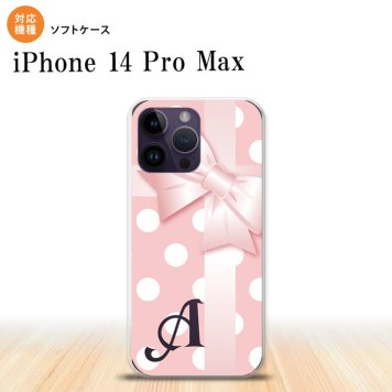 iPhone14 ProMax iPhone14 Pro Max スマホケース 背面ケースソフトケース ドット リボン ピンク +アルファベット 2022年 9月発売 nk-i14pm-tp303i