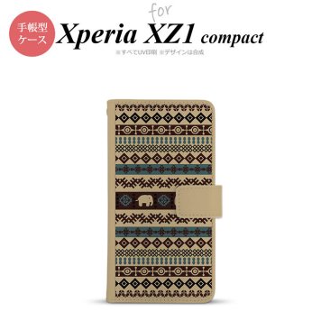 【手帳型 スマホ カバー ケース】【SO02K】【エクスペリア XZ1】手帳型 ケース SO-02K スマホ カバー Xperia XZ1 Compact エクスペリア エスニックゾウ ベージュ nk-004s-so02k-dr1572【メール便送料無料】