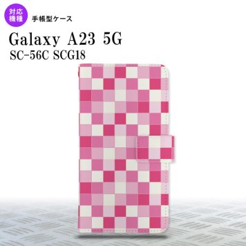 Galaxy A23 GalaxyA23 手帳型スマホケース カバー スクエア モザイク ピンク 2022年 10月発売 nk-004s-a23-dr1018