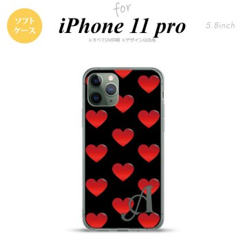 iPhone11Pro iPhone11 Pro スマホケース ソフトケース ハート A 黒 赤 +アルファベット メンズ レディース nk-i11p-tp117i