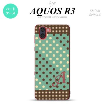 SH-04L SHV44 R3 AQUOS R3 スマホケース カバー ドット 水玉 C ミント 茶 +アルファベット nk-r3-1646i