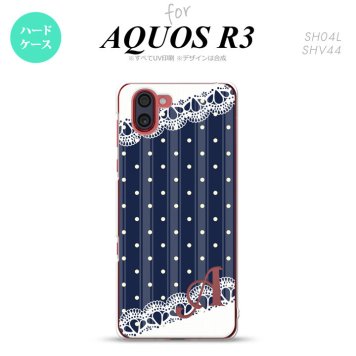 SH-04L SHV44 R3 AQUOS R3 スマホケース カバー ドット レース C 紺 +アルファベット nk-r3-1612i