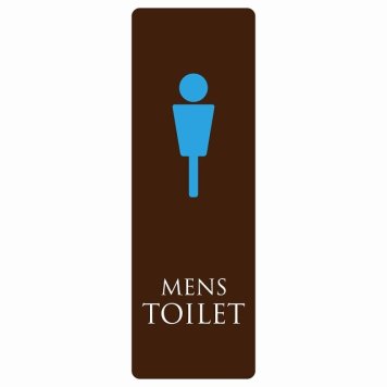 トイレ 案内 シール MENS ブラウン＆カラー 長方形 縦 ドア 防水 屋内 屋外 サインステッカー ピクトサイン トイレマーク表示 案内 注意 施設 御手洗 TOILET おしゃれ シンプル 安全対策