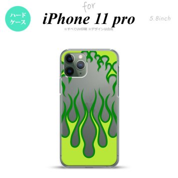 iPhone11Pro iPhone11 Pro スマホケース ハードケース ファイヤー 炎 クリア 緑 メンズ レディース nk-i11p-1315