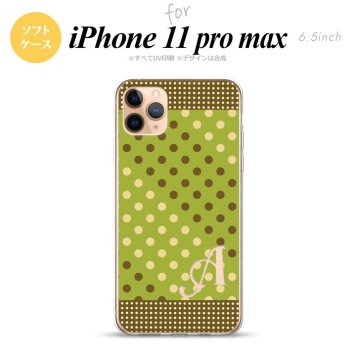 iPhone11ProMax iPhone11pro max スマホケース ソフトケース ドット 水玉 C 緑 茶 +アルファベット メンズ レディース nk-i11pm-tp1656i