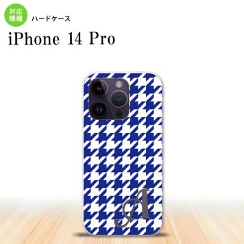 iPhone14 Pro iPhone14 Pro スマホケース 背面ケース ハードケース 千鳥 格子 大 青 白 +アルファベット 2022年 9月発売 nk-i14p-920i