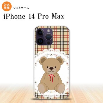 iPhone14 ProMax iPhone14 Pro Max スマホケース 背面ケースソフトケース くま チェック レース 茶 赤 2022年 9月発売 nk-i14pm-tp754