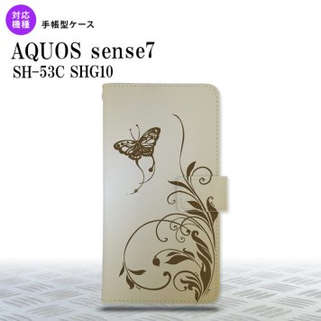 sense7 sense7 手帳型スマホケース カバー 蝶と草 ゴールド風 2022年 11月発売 nk-004s-sens7-dr1635