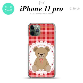iPhone11Pro iPhone11 Pro スマホケース ハードケース くま チェック レース 赤 メンズ レディース nk-i11p-755