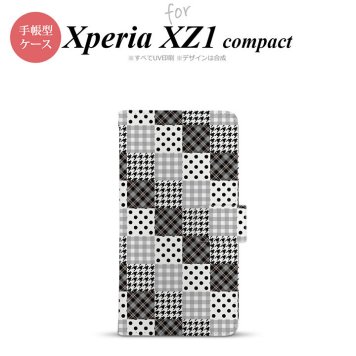 【手帳型 スマホ カバー ケース】【SO02K】【エクスペリア XZ1】手帳型 ケース SO-02K スマホ カバー Xperia XZ1 Compact エクスペリア パッチワーク風 黒 nk-004s-so02k-dr1063【メール便送料無料】