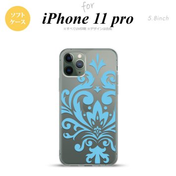 iPhone11Pro iPhone11 Pro スマホケース ソフトケース ダマスク D 水色 メンズ レディース nk-i11p-tp1035
