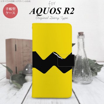 SH-03K/SHV42/706SH AQUOS R2 手帳型スマホケース カバー ギザギザ 黄 黒  nk-004s-r2-dr191