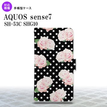 sense7 sense7 手帳型スマホケース カバー バラ ドット 黒 2022年 11月発売 nk-004s-sens7-dr786