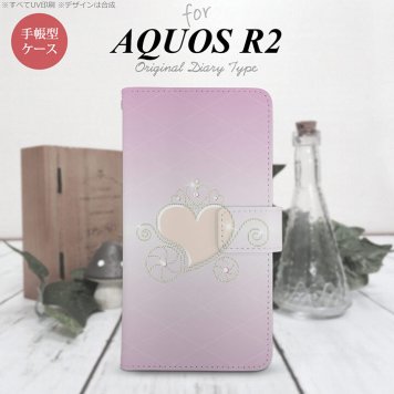 SH-03K/SHV42/706SH AQUOS R2 手帳型スマホケース カバー ハート ピンク  nk-004s-r2-dr320