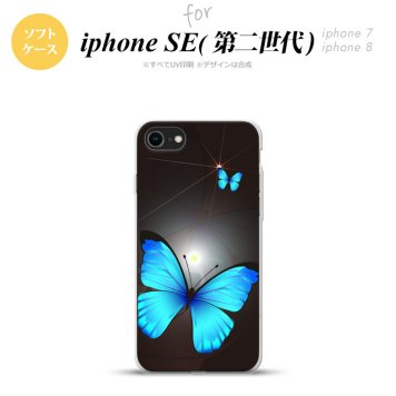 iPhoneSE 2 第二世代 iPhone8&iPhone7 共用 スマホケース 背面カバー ソフトケース バタフライ 蝶 B 黒 おしゃれ かわいい かっこいい メンズ レディース nk-ise2-tp214