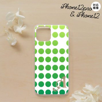 iPhone12/iPhone12pro iPhone12 / iPhone12pro スマホケース ソフトケース 水玉 緑 +アルファベット メンズ レディース nk-i12-tp1377i