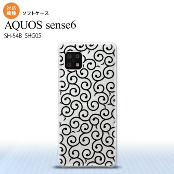 SH-54B SHG05 AQUOS sense6 スマホケース ソフトケース 唐草 クリア 黒 メンズ レディース nk-sens6-tp1126