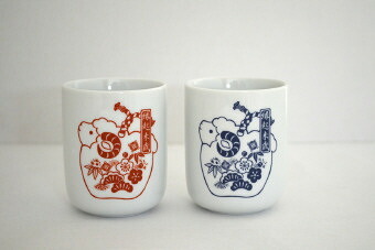 丸湯呑縁起（2色アソート） 指定不可 No.75-AS 景品 記念品 粗品 ノベルティ 名入れ 御挨拶 ご挨拶