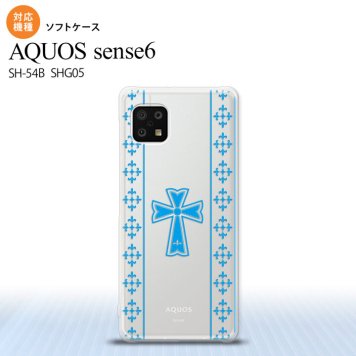 SH-54B SHG05 AQUOS sense6 スマホケース ソフトケース ゴシック クリア 水色 メンズ レディース nk-sens6-tp1006