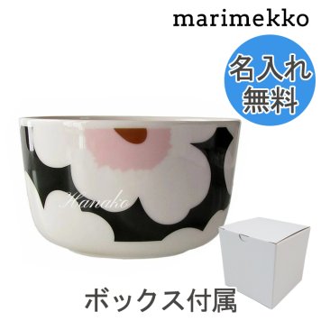 【名入れ無料】 マリメッコ Marimekko ボウル 9.5cm 250ml 食器 深鉢 UNIKKO ウニッコ ホワイト×グリーン×ピンク 63432 163 イニシャル