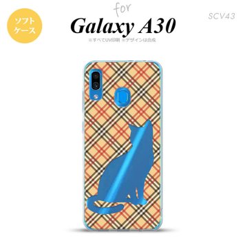 SCV43 Galaxy A30 SCV43 スマホケース ソフト カバー 猫 チェック A 赤 茶 nk-scv43-tp953