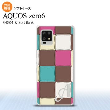 SHG04 SHG04 ZERO6 AQUOS zero6 スマホケース ソフトケース パッチワーク ミックスE 茶 +アルファベット メンズ レディース nk-zero6-tp1675i