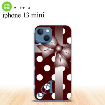iPhone13mini iPhone13 mini ケース ハードケース ドット リボン 赤茶 +アルファベット  nk-i13m-301i