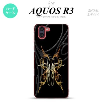 SH-04L SHV44 R3 AQUOS R3 スマホケース カバー ピンスト 黒 黄 nk-r3-1241