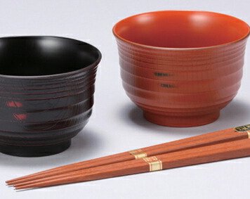 山中塗　根来・曙汁椀ペア（箸付） インテリア 漆器 盆 カタログギフト 景品 粗品