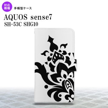 sense7 sense7 手帳型スマホケース カバー ダマスク 黒 2022年 11月発売 nk-004s-sens7-dr1029