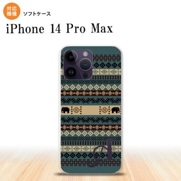 iPhone14 ProMax iPhone14 Pro Max スマホケース 背面ケースソフトケース エスニック ゾウ 青 +アルファベット 2022年 9月発売 nk-i14pm-tp1573i