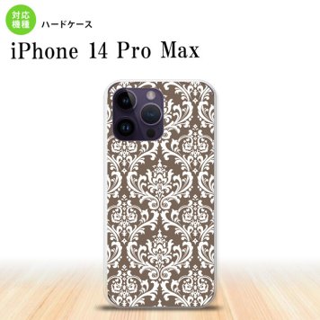 iPhone14 ProMax iPhone14 Pro Max スマホケース 背面ケース ハードケース ダマスク A 茶 白 2022年 9月発売 nk-i14pm-457